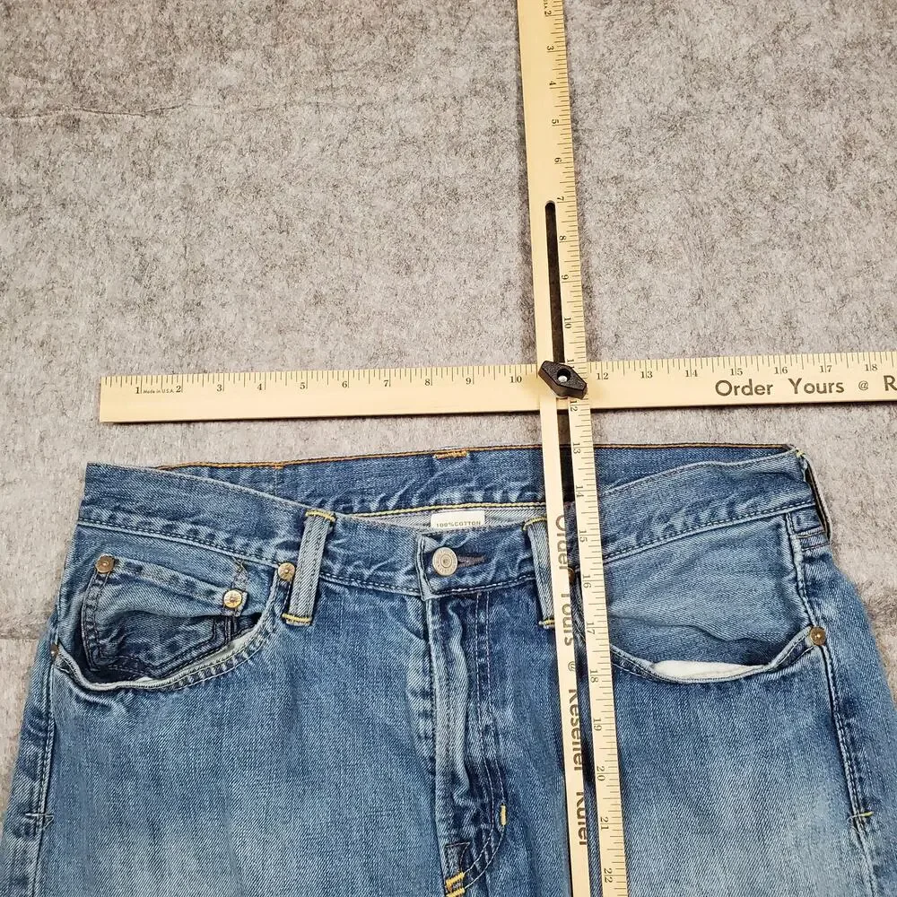 Polo Ralph Lauren Jeans Mens 32x28 Raw Hem Cut Off Medium Wash Classic Fit Denim
